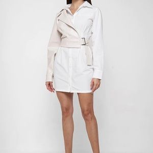 White Maniere De Voir overlay shirt dress. NWT US SZ 8